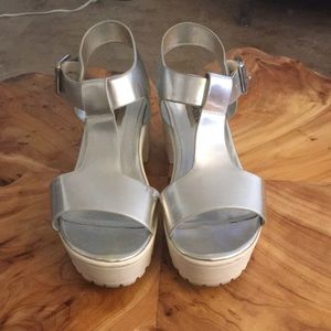 Steve Madden Silver Platform Sneakers